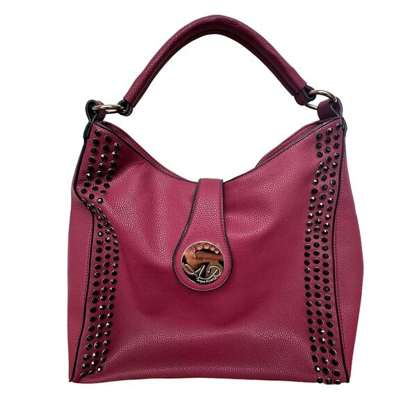 Acqua di Perla Burgundy Shoulder Hobo Bag - Studded Design - Picture 2 of 12